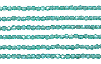 Fire Polish 3mm Faceted Round - Luster Iris Teal