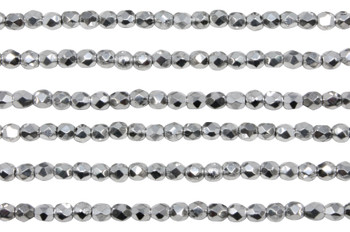 Fire Polish 3mm Faceted Round - Silver