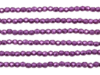 Fire Polish 3mm Faceted Round - Metallic Spring Crocus