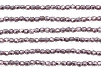 Fire Polish 3mm Faceted Round - Sueded Gold Blackened Pearl