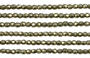 Fire Polish 3mm Faceted Round - Metallic Emperador