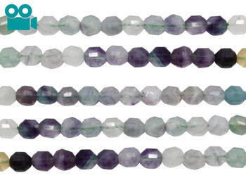 Rainbow Fluorite Polished 6mm Banded Faceted Energy Tube