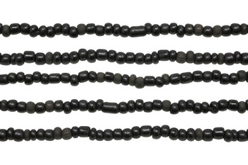 Maasai Glass Beads Black Polished 3-4mm Semi Round