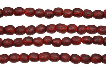 Recycled Glass 8mm Round - Red / Black