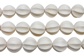 Bleached White Wood Polished 20mm Pumpkin Style