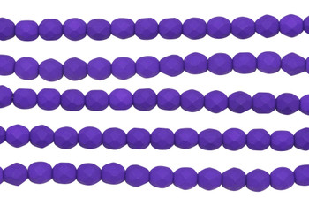 Fire Polish 6mm Faceted Round - Neon Electric Purple