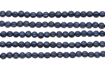 Czech Glass 5mm Melon --  Metallic Dark Blue Suede