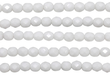 Fire Polish 6mm Faceted Round - Opaque White