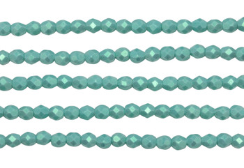 Fire Polish 4mm Faceted Round - Aqua Glow Turquoise