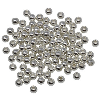 Sterling Silver Plated 4mm Round Anti Tarnish Coating - 100 Beads