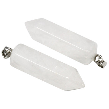 Moroccan Crystal Quartz Polished 14x46mm Prism Pendant