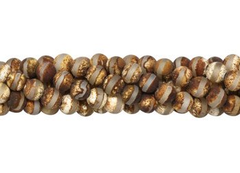 Tibetan Brown and Beige Agate Matte 6mm Round