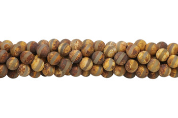 Tibetan Brown and Beige Agate Matte 10mm Round