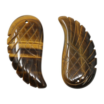 Tiger Eye 16x35mm Carved Angel Wing