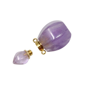 Amethyst Polished 22x33mm Bottle Pendant - For Essential oil or Perfume