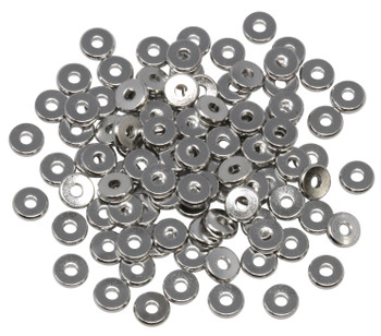 Rhodium Plated Brass 6x1mm Rondel Disc - 100 Pieces