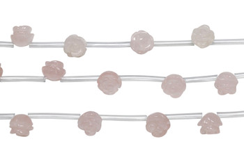 Rose Quartz Polished 10mm Carved Rose - 15 Beads