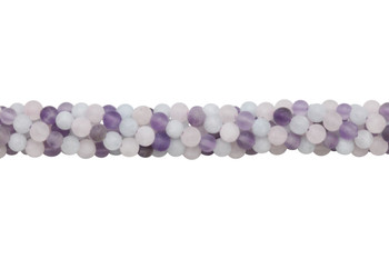 Mix of Amethyst, Rose Quartz, and Aquamarine Matte 4mm Round