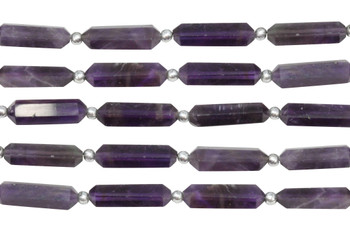 Amethyst Polished 6-7x20-22mm Faceted Double Pencil