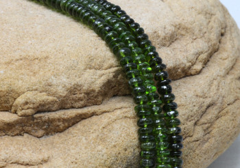 Chrome Diopside Polished 3-4mm Rondelle - Graduated