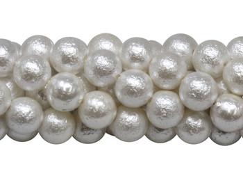White Shell Polished 8mm Rough Round - Pearl Coating
