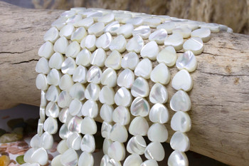 White Sea Shell Polished 10mm Flat Heart