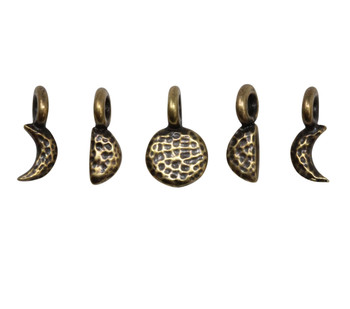 Brass Plated Moon Phase Charms - 5 Piece Set