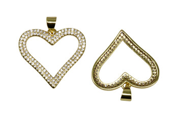 Gold 21x22mm Micro Pave Heart Pendant