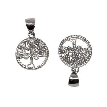 Silver 11mm Micro Pave Tree of Life Charm