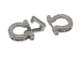 Silver Micro Pave 14x25.5mm Double D Clasp