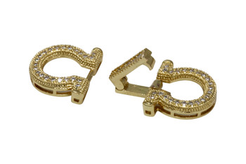 Gold Micro Pave 14x25.5mm Double D Clasp
