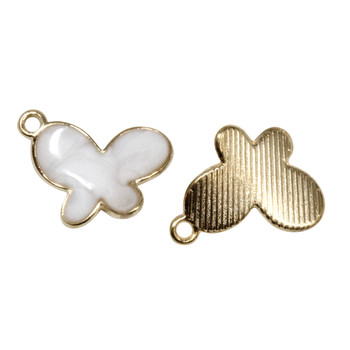 Gold Plated Enamel 13x17mm White Butterfly Charm