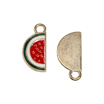 Gold Plated Enamel 17x8mm Watermelon Charm