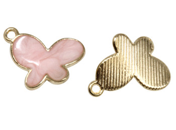 Gold Plated Enamel 13x17mm Pink Butterfly Charm