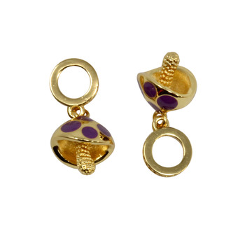 10x20mm Purple Enamel Mushroom Charm With Ring