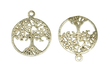 28x24mm Oval Tree of Life Pendant - Light Gold Plated