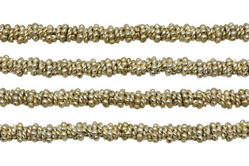 Brushed Gold 4x3mm Beaded Cylinder Rondel - Light Gold Plated