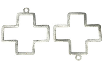 44x40mm Open Square Cross - Light Silver Plated