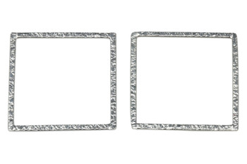 30mm Open Square - Light Silver Plated