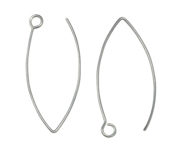 33mm V Earring Wire - Light Silver Plated - Sold as a Pair