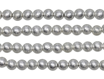 6mm Round Brushed Beads - Sterling Silver Plated