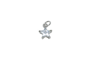 Silver 8mm CZ Star Micro Pave Charm