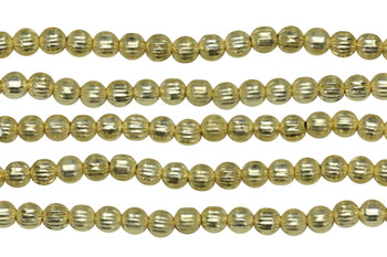 Round Melon 5.5mm Brushed Beads - Light Gold Plated