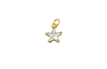 Gold 8mm CZ Star Micro Pave Charm