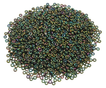 Size 11 Toho Demi Round Seed Beads -- Higher Metallic Olivine Iris