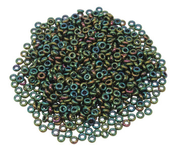 Size 8 Toho Demi Round Seed Beads -- Higher Metallic Iris Olivine