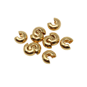 18K Gold Plated 5mm Crimp Covers - 10 Pieces