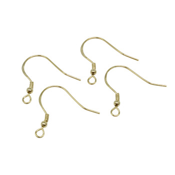 Gold Plated Spring & Bead Ear Wires - 2 Pairs