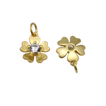 Gold 10mm Flower Micro Pave Charm