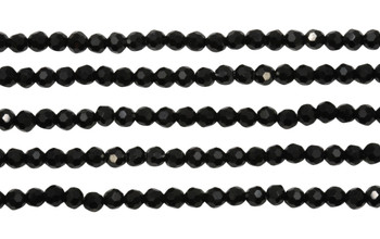Glass Crystal Polished 4mm Faceted Round - Black